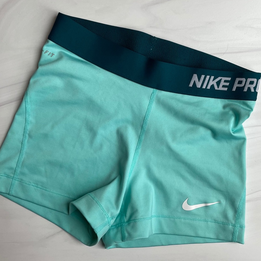 Nike Pro 3” Mint Green Blue shorts
